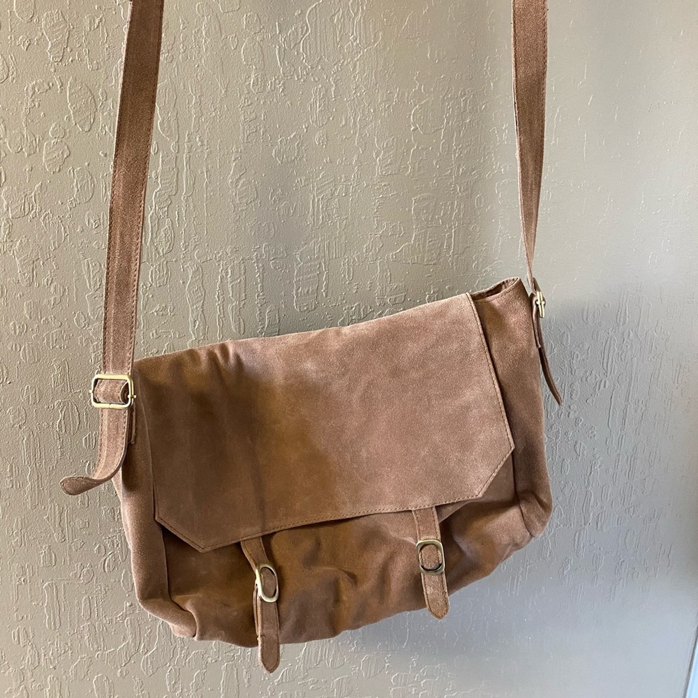 messenger suede bag